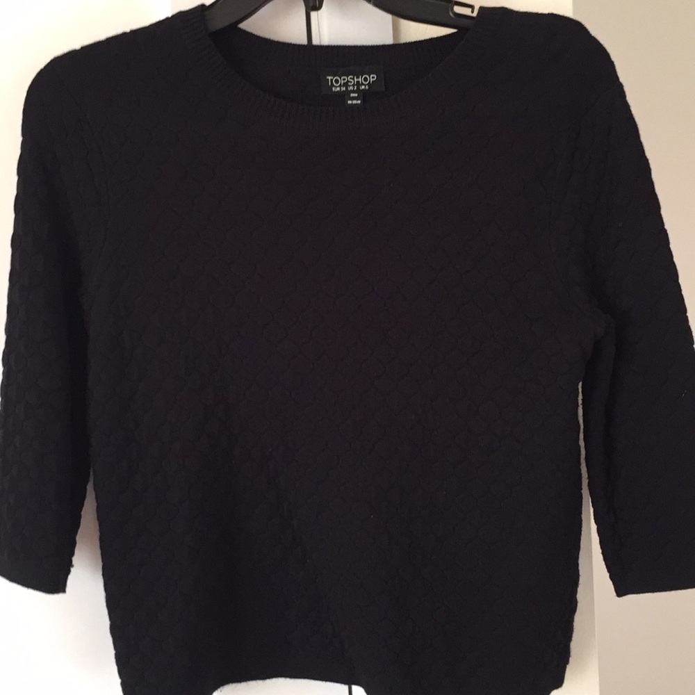 Topshop Black Textured Knit Sweater - Women's Top